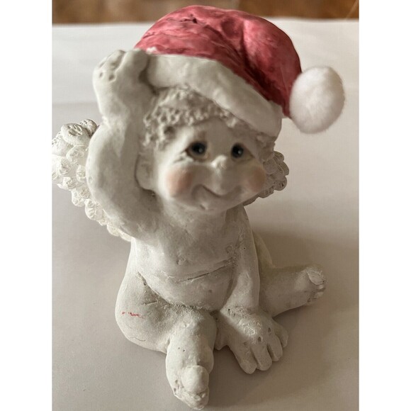 Vintage Dreamsicles Baby Angel Cherub Figurine Wearing Santa Hat 4" Tall 1991 - Picture 5 of 6